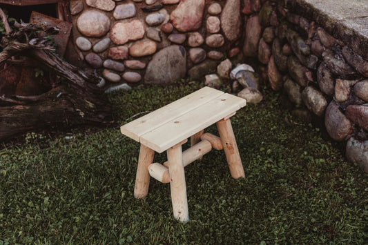 Cedar log 23" end bench pair