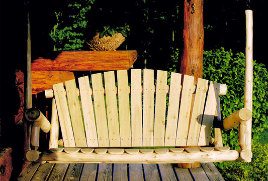 5ft cedar log porch swing