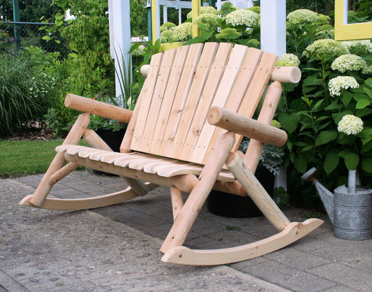 Cedar log 4ft rocking loveseat