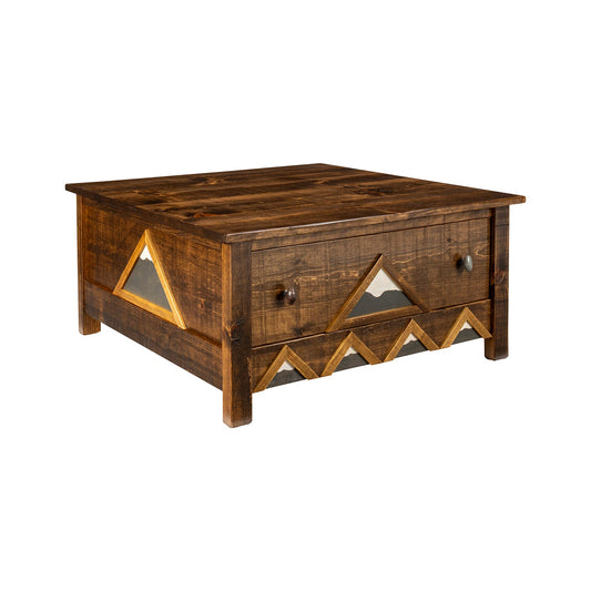 Rustic coffee table with shelf for extra storage