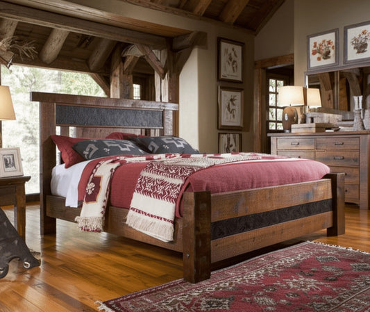 Western Frontier Highland Leather Panel Bed