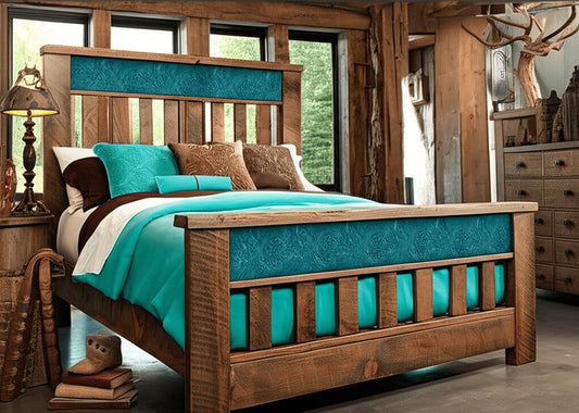 Western Frontier Spindle Leather Panel Bed