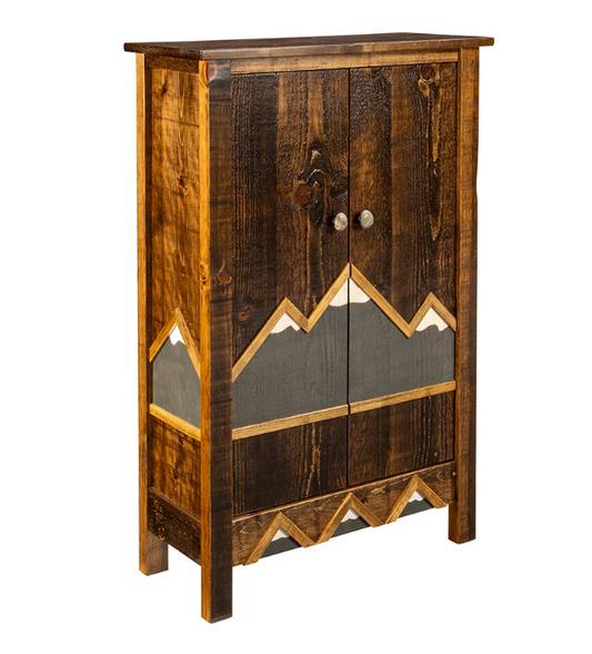 Handcrafted rustic wood dresser with natural finish