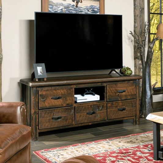 Heritage Hollow 5 Drawer Log Entertainment Center
