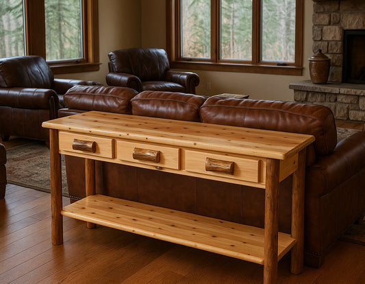 True North Timber Cedar 3 Drawer Sofa Table