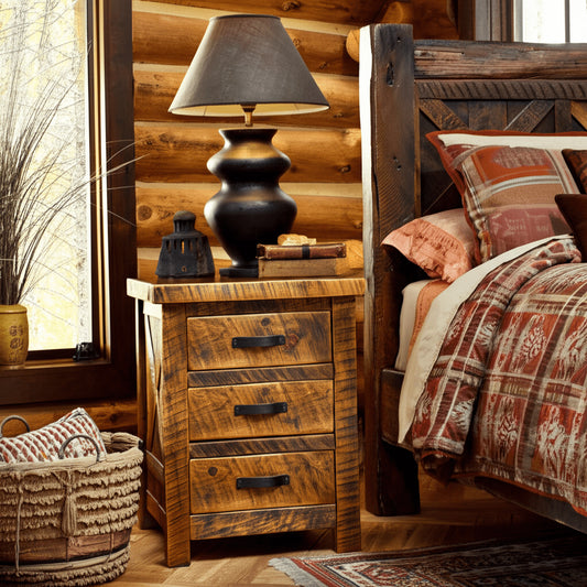Wild West Rustic 3 Drawer Nightstand