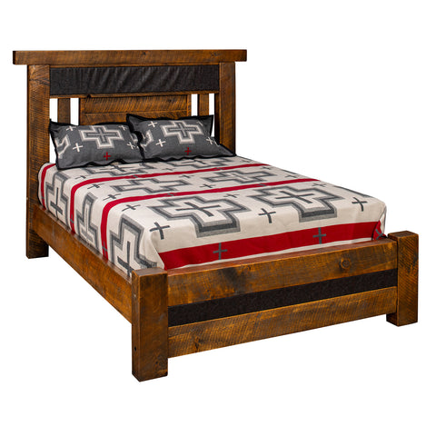 Rustic Ranchero Highland Leather Panel Bed