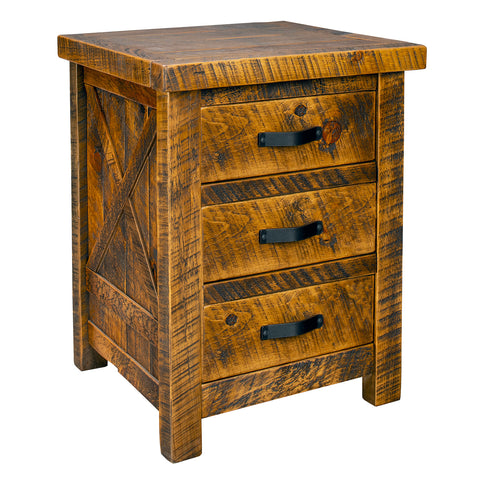 Rustic 3 Drawer Barn Wood Night Stand