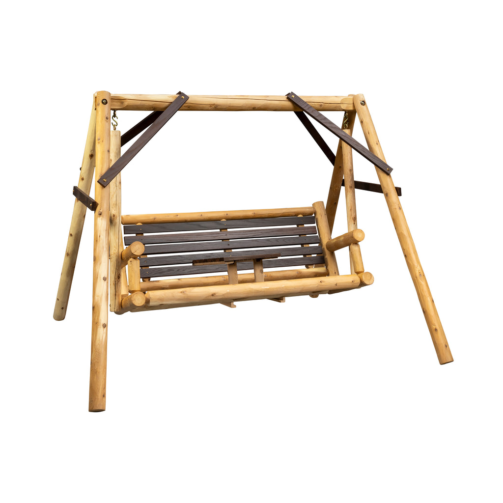 ThermaFusion Cedar Log Tete-A-Tete Yard Swing