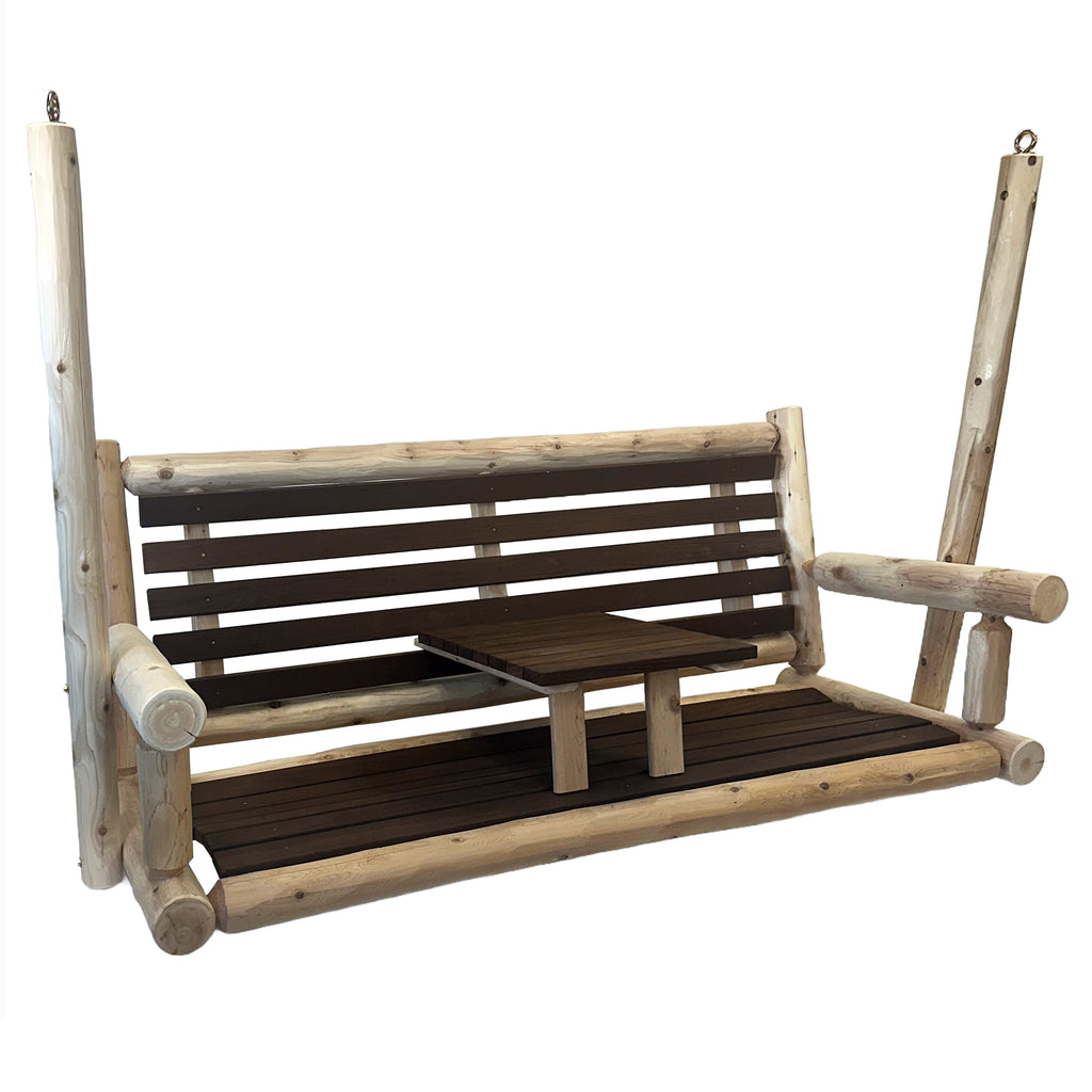 ThermaFusion Cedar Log Tete-A-Tete Porch Swing