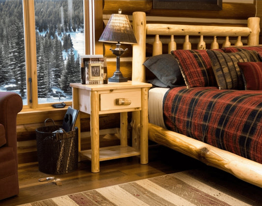 True North Timber 1 Drawer Log Nightstand