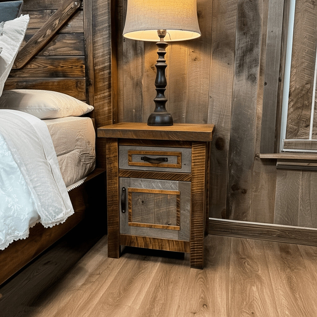 Rustic Nightstands Timber Tradition Barnwood 1 Drawer 1 Door Nightstand – Real Rustic ...