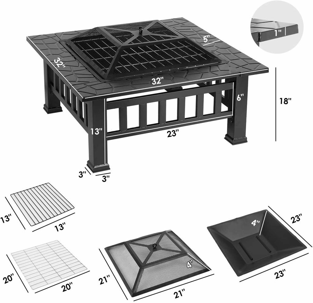 32Inch Large Iron Fire Pit - Real Rustic Furniture